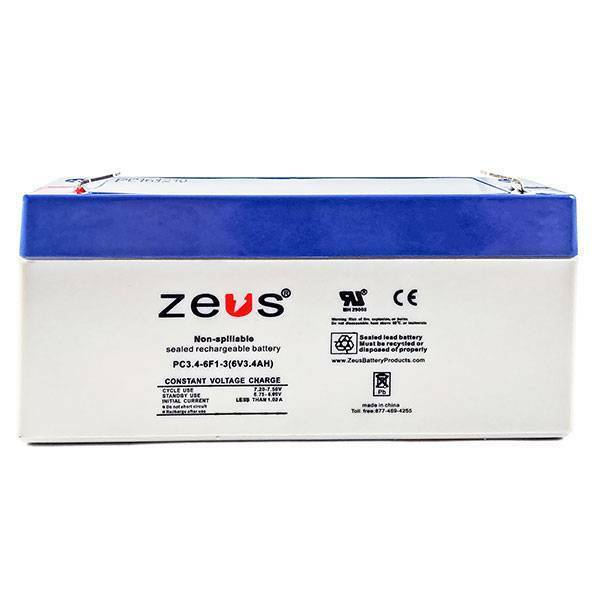 Zeus Battery PC3.4-6F1 - 6V 3.4AH SLA Battery